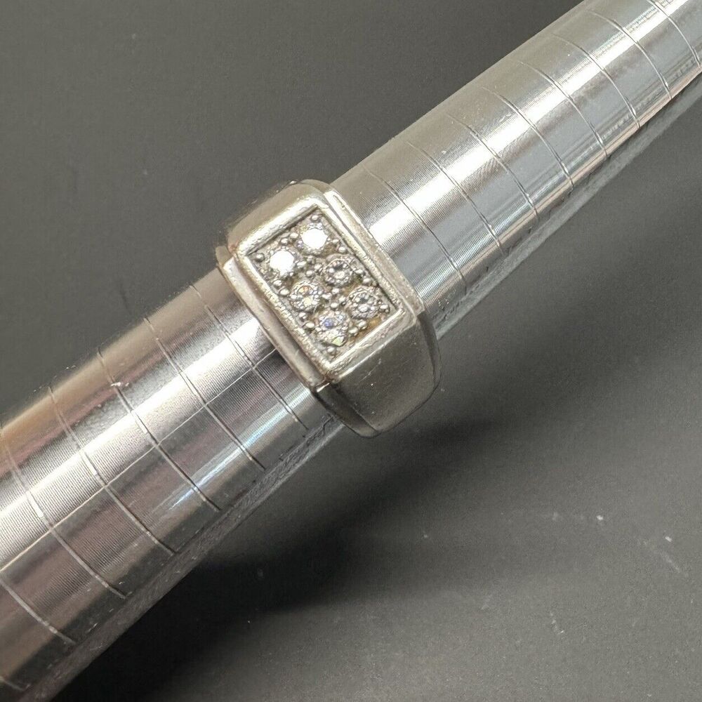 925 Sterling Silver C Z Signet Ring Size 9.5